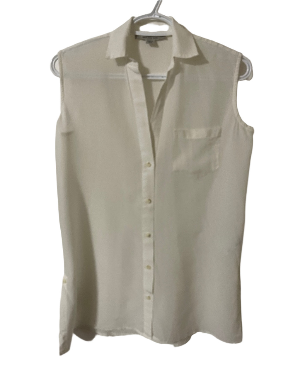 AllSaints Cream Sleeveless Button-Down Shirt Size 2